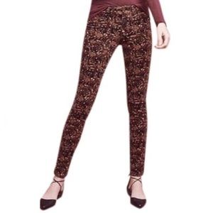 Anthropologie Pilcro Serif Corduroy Paisley Print Skinny Pants